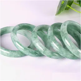 Smycken Bangle äkta 5664mm Green Jade Jadeite Armband Real Natural A Jadebangle Drop Delivery Baby Kids Maternity Accessories Dhiz6