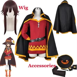 KonoSuba God's Blessing on this Wonderful World Megumin Cloak Dress Uniform Halloween Outfit Anime Megumin Cosplay Wig Wig 287e