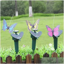 Garden Decorations Solar Power Dancing Flying Fjärilar Beautif Creative Fluting Vibration Fly Hummingbird Birds Yard Decoratio Dhwfy