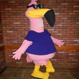 Traje de mascote de flamingo rosa legal de Halloween, personagem de tema de desenho animado de alta qualidade, personagem de tema de carnaval de Natal, trajes extravagantes271e