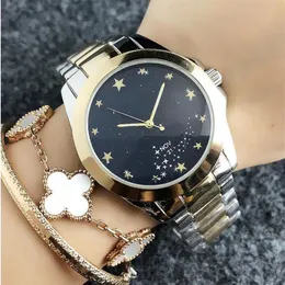 Jakość mody Watch Women Womens Star z tym samym akapitem Goodlooking Steel Metal Pasp Quartz Watch2918