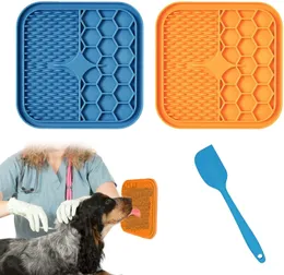 Tapete de alimentação para animais de estimação com raspador, almofada de alimentação mais lenta para gato, cachorro, tapete de lamber, tapete para banho, almofadas de distração, dispensador de silicone