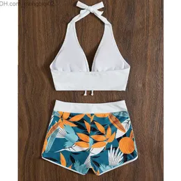 Kadın Mayo Vigobreviya 2023 Baskılı Kayış Mayo Kadın Seksi Yüksek Bel Push Up Shorts Bikini Set Sırt Backless Beach Mayo Z230717