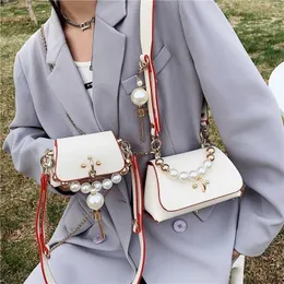 أكياس الكتف ميني كروسودي للنساء السلسلة المعدنية لؤلؤة أزياء حقائب اليد الصغيرة ladys bolsa feminina 230426