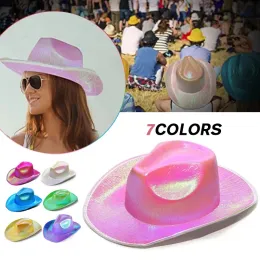 Space Cowboy Hat Neon Sparkly Glitter Caps Holographic Rave Fluorescent Hats Halloween Assume Party Assories 0714