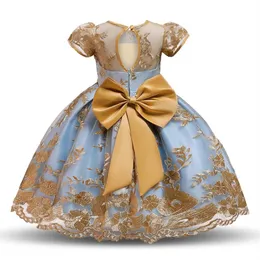 2021 Girls Dress Elegant New Year Princess Children Party Dress Wedding Gown Barn Bow Dresses For Girls Birthday Party Dress Vesti1932