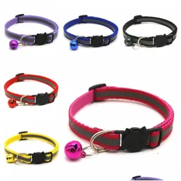 Dog Collars Leashes Usef Round Pet Reflective Bell Cat Face Adjustable Size Necklace Neck Strap Safety Buckle Lead Accessory Vt157 Dhr3V