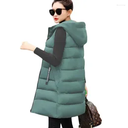 Damenwesten Herbst Winter Baumwollweste Frauen Student Langer Mantel Daunen Damen Casual Weste Mode Kapuze Parka Mantel