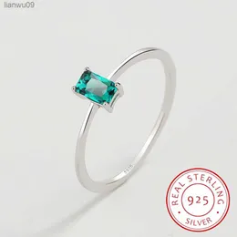 2022 Nya klassiska Paraiba Rectangular Emerald Original S925 Sterling Silver Rings for Women Sapphire Diamond Engagement Jewelry L230704