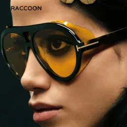Солнцезащитные очки винтажные пилотные женские модные бренд -дизайнер бренд Том Нойгман Солнца Очки, мужчины Классические желтые оттенки, крутой щит 230714