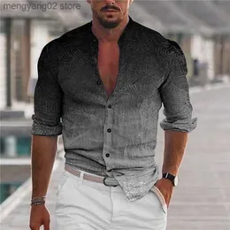 Mäns casual skjortor gradvis herrskjortor mode krage långärmad skjortor för män enkla casual manliga kläder streetwear hip hop top tshirt ny 5xl t230714