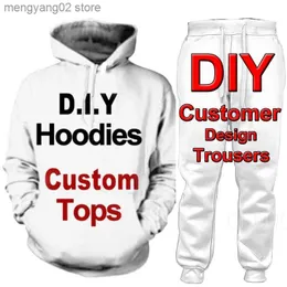 Men's Tracksuits One Piece Custom Clothing 3D Print Sweatshirt Hoodies Set Women Tracksuit Couple Pullover/Pants Outfits Fun Diy Casual Male Suit T230714