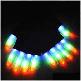 Outros suprimentos para festas festivas Led Glow Kid Luvas Flash Cycling Halloween Christmas Light Up Luva Luminous Finger Gift For Child D Dhshq