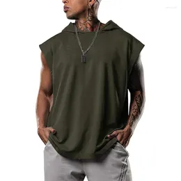 Men's Hoodies Summer Sleeveless Men Sportswear Cool Hoody Tops Gym Sport Slim Fitness Hooded Male T-Shirts Muscle Sweatshirt