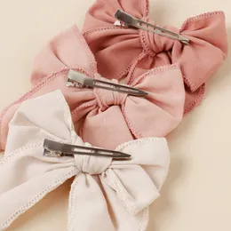 Fabric Big Bow Barrettes for Girls Hair Accessories Kids Linen Butterfly Bowknot Hair Clip Children Knot Hairpin Alloy Bobby Pin