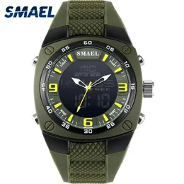 SMAEL Men Watches Military Alloy Big Dial Sport Watch Waterproof Digital Quartz Watch 1008 Men's Wristwatch Clock Men Army Green