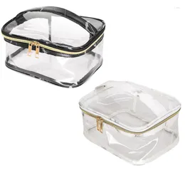 Cosmetic Bags Marble Transparent Bag Stylish Waterproof Makeup Case Durable Large Zipper Opening Lipstick Toiletry Tote Suitcase Bea