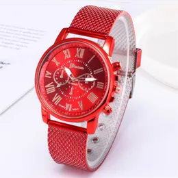 Stylowy styl marki SHSHD Geneva CWP Męskie zegarek podwójnie warstwy kwarcowe zegarki damskie plastikowe pasy z siatki na rękę 262H