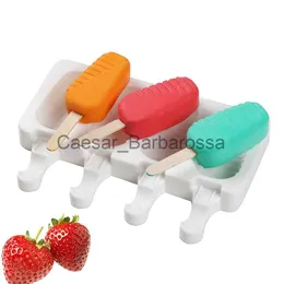 Ice Cream Tools 4 Cell small Size Silicone Ice Cream Mold Popsicle Molds DIY Homemade Dessert Freezer Fruit Juice Ice Pop Maker Mould x0714