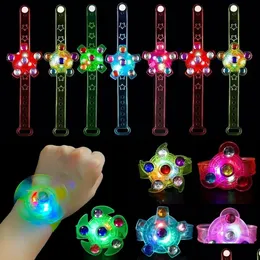 LED RAVE Toy 25 Pack Light Up Fidget Spinner Armband Party Favors For Kids Glow In the Dark Supplies Födelsedagspresenter Treasure Box D DHSMA