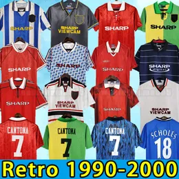 Man utd retro camisas de futebol GIGGS Beckham CANTONA campeão SOLSKJAER 1990 1991 1992 1993 1994 1995 1996 1997 1998 1999 United SCHOLES GIGGS