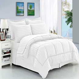 Elegantes Comfort White 8-teiliges Bett-in-a-Bag-Bettdeckenset mit Bettwäsche, Queen-Size-Bett