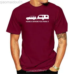 メンズTシャツ新しいメンTシャツファッションホームあなたが駐車する場所はメンズ面白いキャラバンTシャツキャンプホリデーキャラバンティーシャツl230713