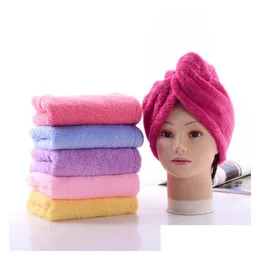 Duş Kapakları 6 Renk Yumuşak Havlu Sihirli Hızlı Kuru Saç Mikrofiber Kurutma Konforlu Türban Sargı Şapka Spa Banyo Dh0446 Damla Teslimat DHC7J