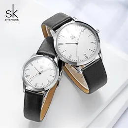 Shengke Fashion skórzane kobiety mężczyźni Para zegarków Ustaw luksusowe miłośnicy kwarcowe żeńskie męskie zegarek na nadgarstku reloJ Mjer hombre #K9003232S