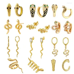 Orecchini a cerchio 925 Sterling Silver Needle Vintage Snake Gold Round Ear Clips Stile punk Moda per gioielli regalo da donna