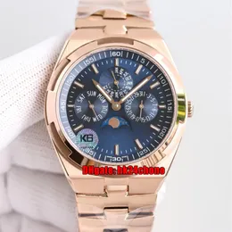 5 Style K6F Watches 4300V 120R-B509 Overseas Ultra-Thin Perpetual Calendar Cal 1120 Automatic Mens Watch Blue Dial Rose Gold Brace280s