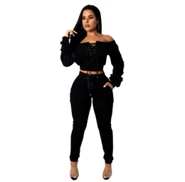 Женский набор 2023 Осень Новая модная случайная женская набор Sexy Slim Fit Women's Women's Pants