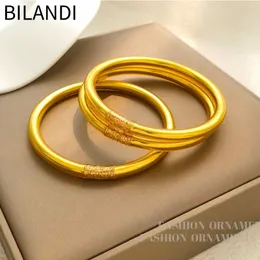 Bangle Bilandi Fashion Jewelry Soft Bracelet High Quality Plastic Tube Inner Glitter Gold Color For Women Gift 230714
