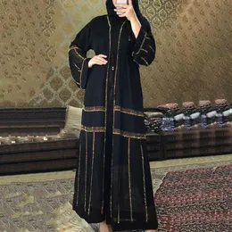 ブラックアバヤドバイトルコイスラム教徒ヒジャーブドレスCaftan Marocain Arabe Islamic Imono Femme Musulmane Djellaba S90172574