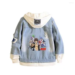 Herrtröjor anime gymnasium dxd kappa tonåringar jacka män kvinnor casual denim hooded lös tecknad cowboy