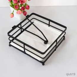 Tissue Boxes Napkins 304 Stainless Steel Creative Black Square Paper Towel Holder Hotel Restaurant Napkin Rack Dining Table Paper Tissue Holder Box R230714