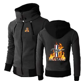 Erkek Hoodies Sweatshirts Mustang 2023 Baskı Göğüs Fermuarı Hoodie Highquality Threecolor Stil Nedensel ve Konforlu Moda Sporları Sweater 230713