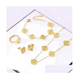 Бретельские серьги Ожерелье никогда не исчезает ювелирные изделия, наборы моды Эсигендерные ожерелья клевера 18 тыс. Золото