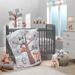 Bedtime Originals Woodland Friends 3-Piece Animals Mint Gray Crib Bedding Set