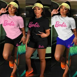 Frauen Trainingsanzüge Sommer Shorts Set Mode Lässig Einfarbig Cartoon-Muster Gedruckt Kurzarm Shorts Zwei Stück Outfits