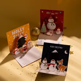 Greeting Cards 10pcs 3D Christmas Greeting Card Pop Up BlessingGreeting Cards With Envelope Year Postcard Gift Card Xmas Party Drop 230714