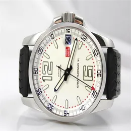 Zupełnie nowa sprzedaż Miglia XL White Dial Men Automatyczne maszyny zegarek ze stali nierdzewnej męskie na nadgarstka gumowa bandę 354m302h