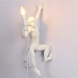 Lampa ścienna Nordic White Monkey Light for Living Room Study Restaurant Cafe Gallery Art Galeria E27 Holder Dekor Home Decor