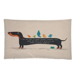 Fronha Desenho Animado Criativo Dachshund Linho Grosso Algodão Fronhas Animais Sau Cães Er 30X50Cm Drop Delivery Casa Jardim Têxteis Dhnrj