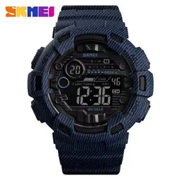 SKMEI 1472 Denim Digital Watch Relogio Masculino Sport Watch Men Alarm Clock Cowboy Waterproof Week Display Men Watches