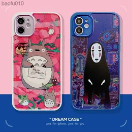 Anime Totoro Połączenie telefoniczne dla iPhone 14pro 7 8 Plus XR XS 12 11 13pro Max SE obiektyw FINE Protectio prosta krawędź silikonowa obudowa L230619