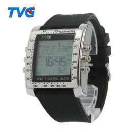 TVG جهاز التحكم عن بعد الإنذار التلفزيوني DVD Watch Military Watch for Men Digital Stafless Case Rubber Strap Watches Sports Sports