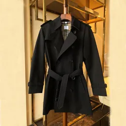 Mens Trench Coat Burb Designer Jacket Short Classic Tunic Sashes Lapel Slim Double Breasted Windbreaker Overcoat with Belt Mens