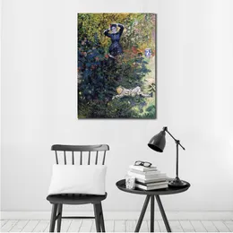 Handmade Claude Monet Oil Painting Camille and Jean Monet in The Garden Modern Canvas Art Modern Landscape Living Room Decor