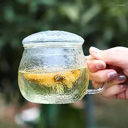 Tassen Untertassen Malleolar Stria Glasbecher für Herd Hochtemperaturbeständig Explosionsgeschützte Teetasse Filter Milch Rose Blume Haushalt